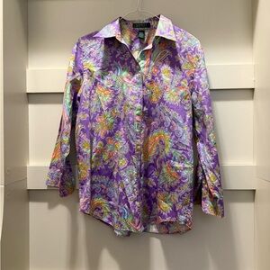 Lauren Ralph Lauren Purple Paisley Button Down Shirt